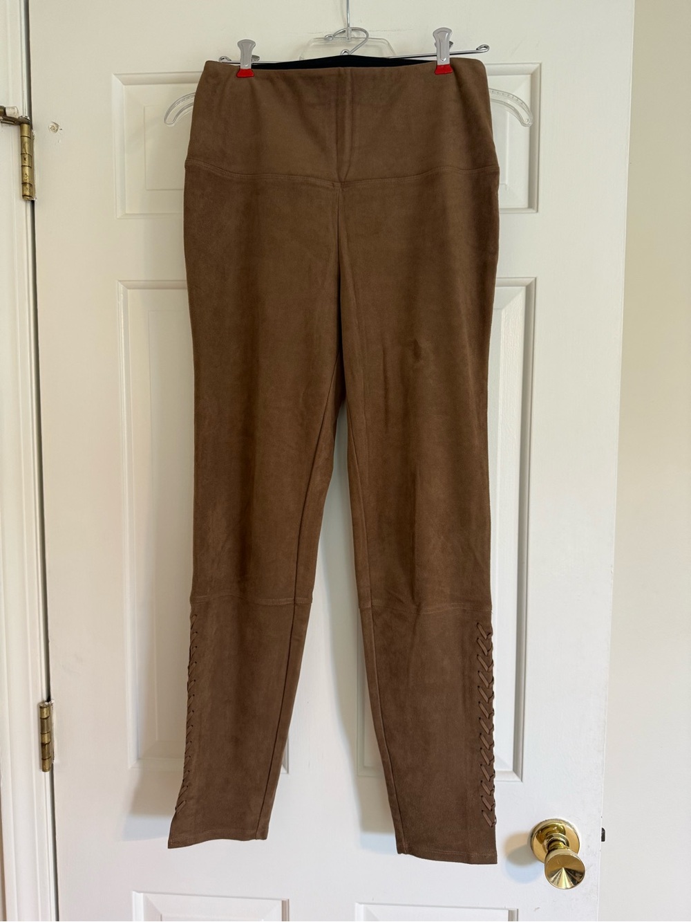 Lysse Brown Faux Suede Lace-Up Leggings